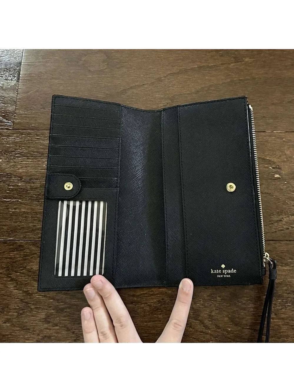 Kate Spade Black Leather Wristlet/wallet-EUC